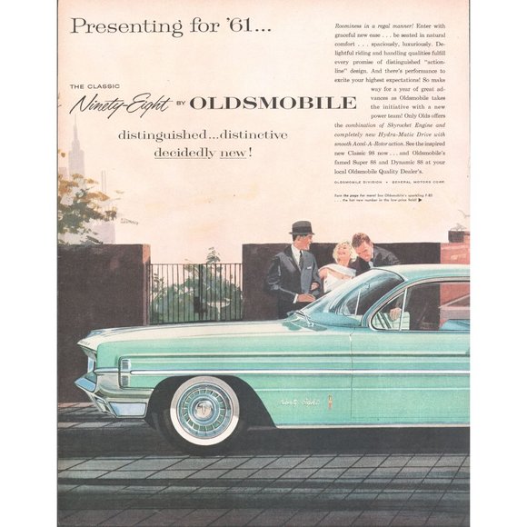1961 Oldsmobile Ninety Eight 98 Sedan 2 Page Vintage Print Ad Modern Building - Picture 2 of 3